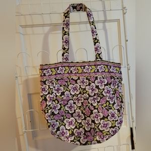 VERA BRADLEY RETIRED PLUM PETALS DESIGN LARGE TOTE BAG